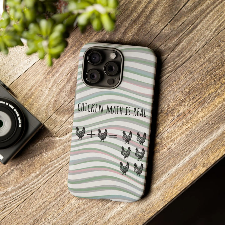 Chicken Math Is Real – Funny Striped Chicken Phone Case - Serene Crafts Hub
