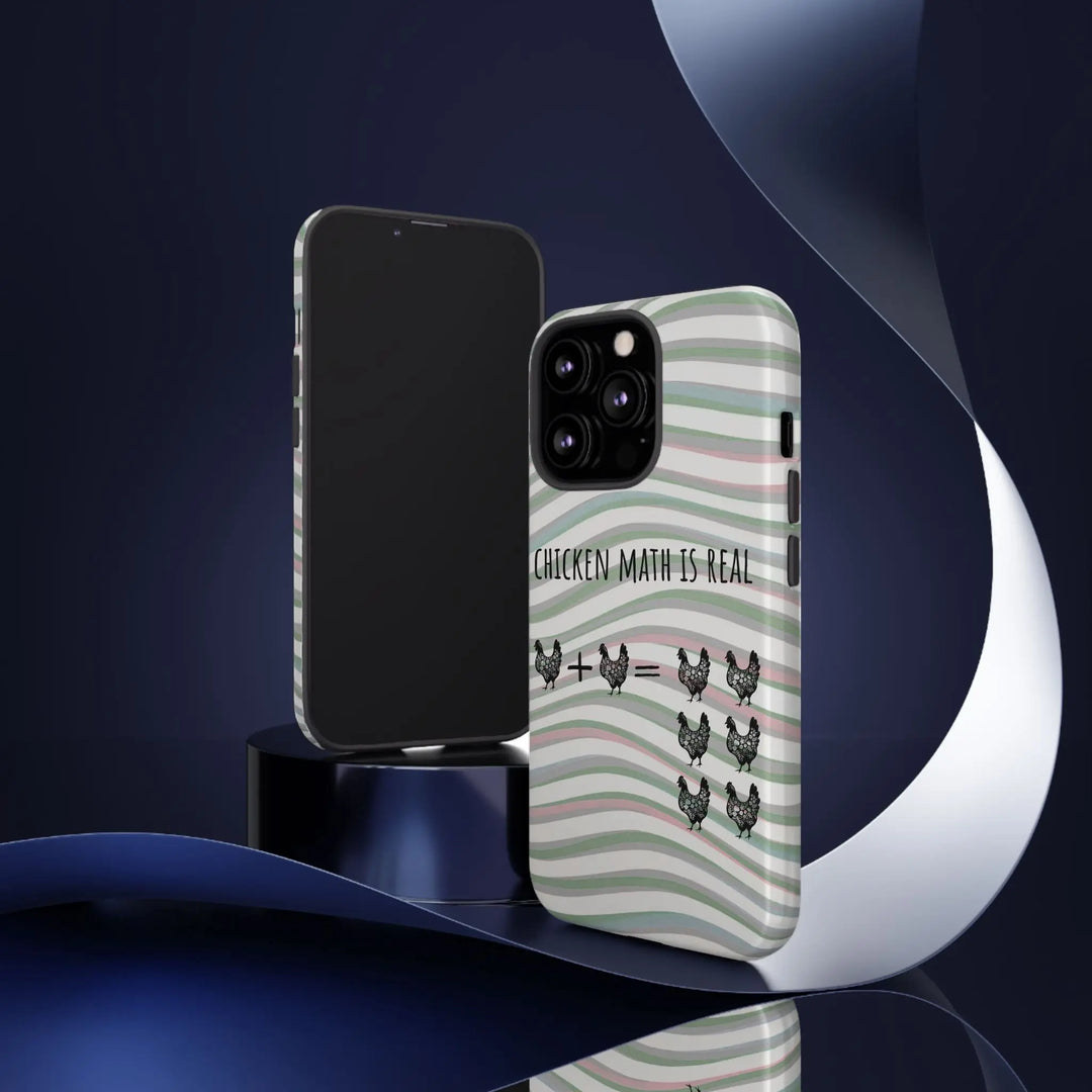 Chicken Math Is Real – Funny Striped Chicken Phone Case - Serene Crafts Hub