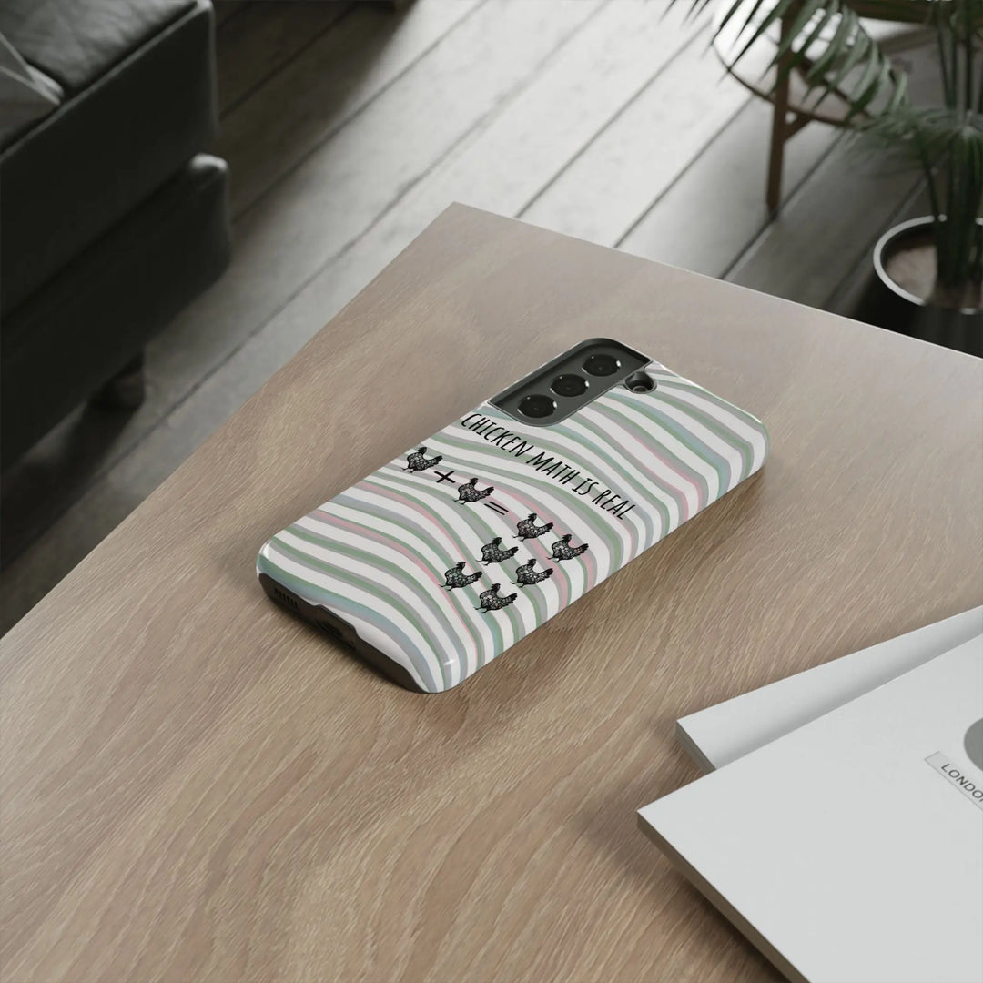 Chicken Math Is Real – Funny Striped Chicken Phone Case - Serene Crafts Hub