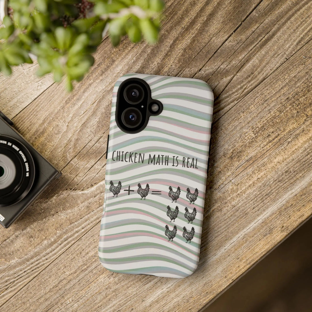 Chicken Math Is Real – Funny Striped Chicken Phone Case - Serene Crafts Hub