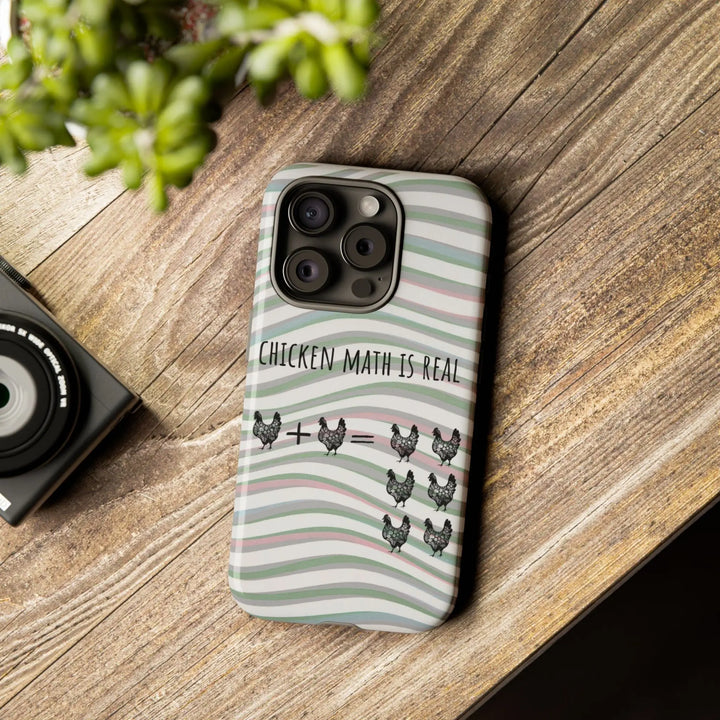 Chicken Math Is Real – Funny Striped Chicken Phone Case - Serene Crafts Hub
