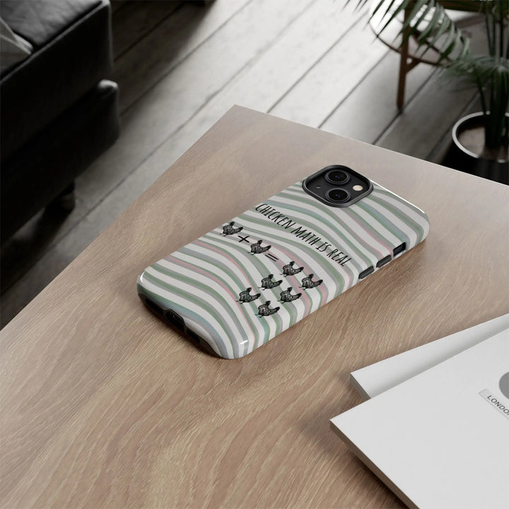 Chicken Math Is Real – Funny Striped Chicken Phone Case - Serene Crafts Hub