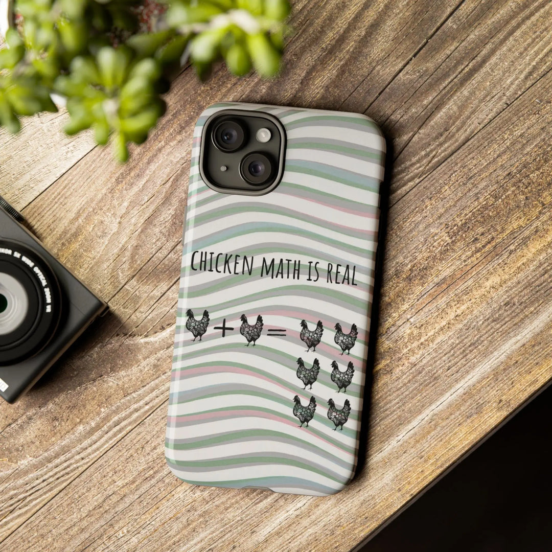 Chicken Math Is Real – Funny Striped Chicken Phone Case - Serene Crafts Hub