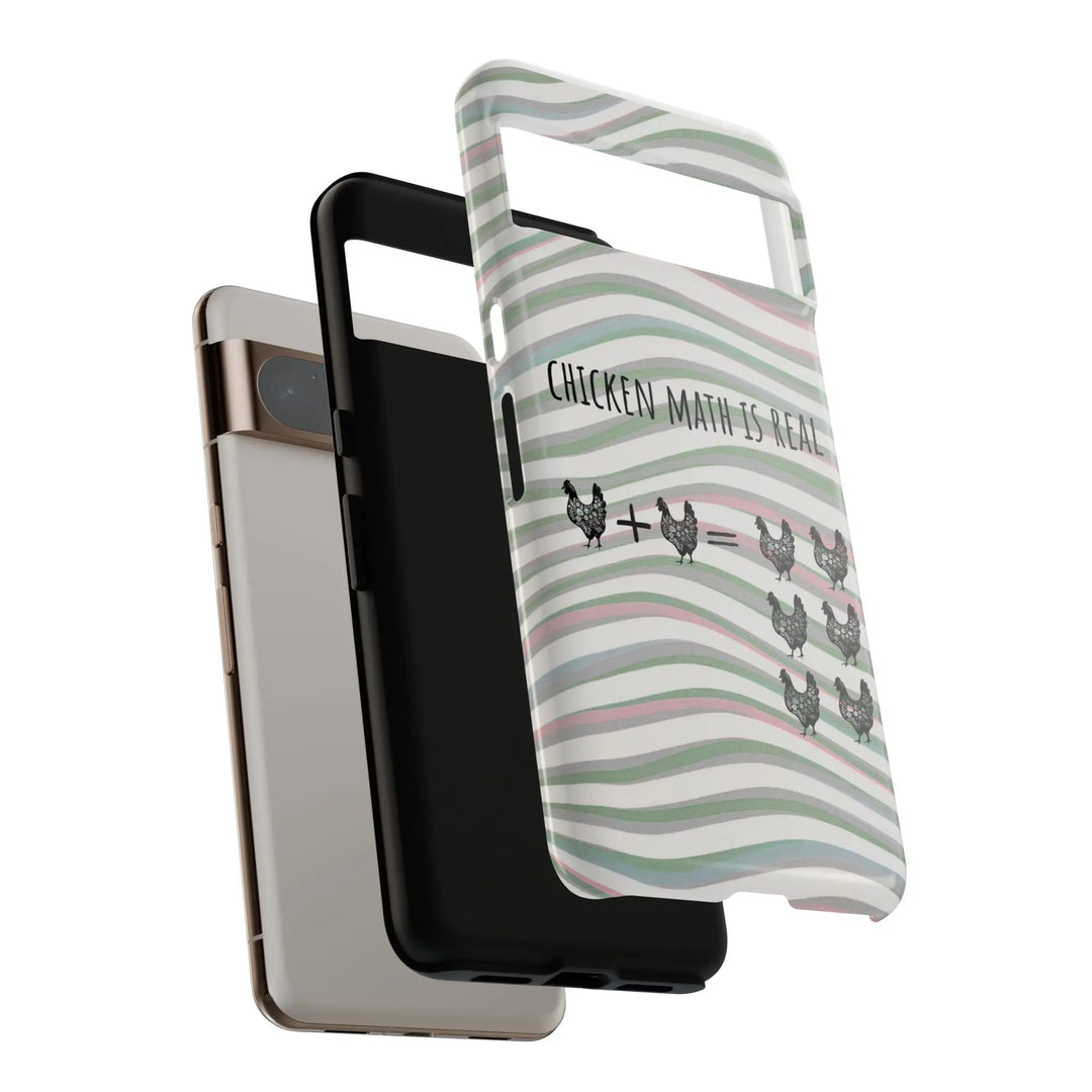 Chicken Math Is Real – Funny Striped Chicken Phone Case - Serene Crafts Hub