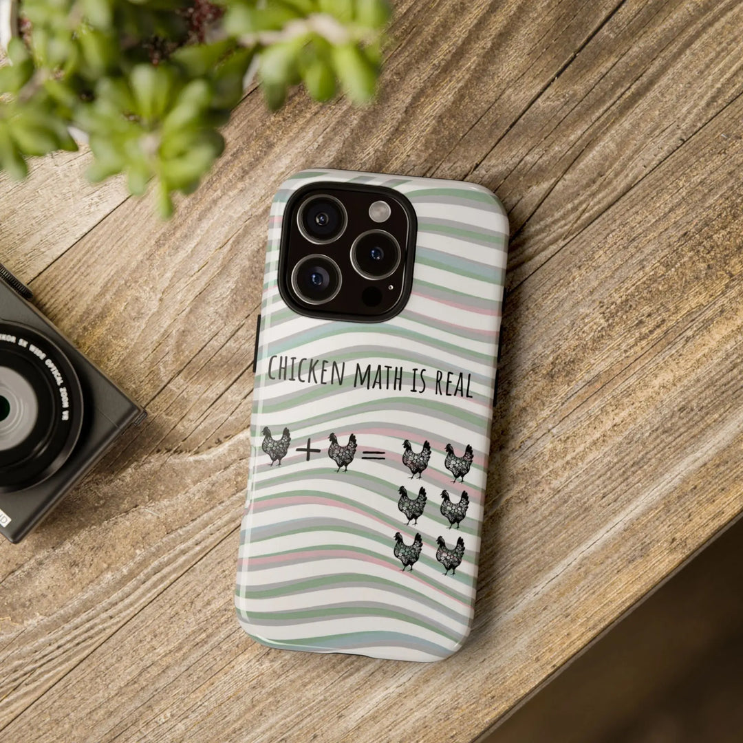 Chicken Math Is Real – Funny Striped Chicken Phone Case - Serene Crafts Hub