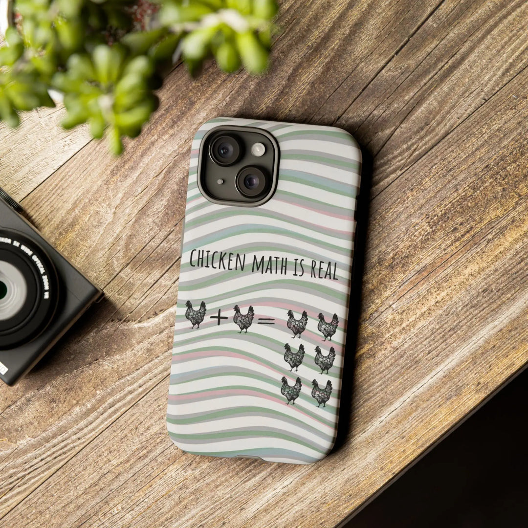 Chicken Math Is Real – Funny Striped Chicken Phone Case - Serene Crafts Hub