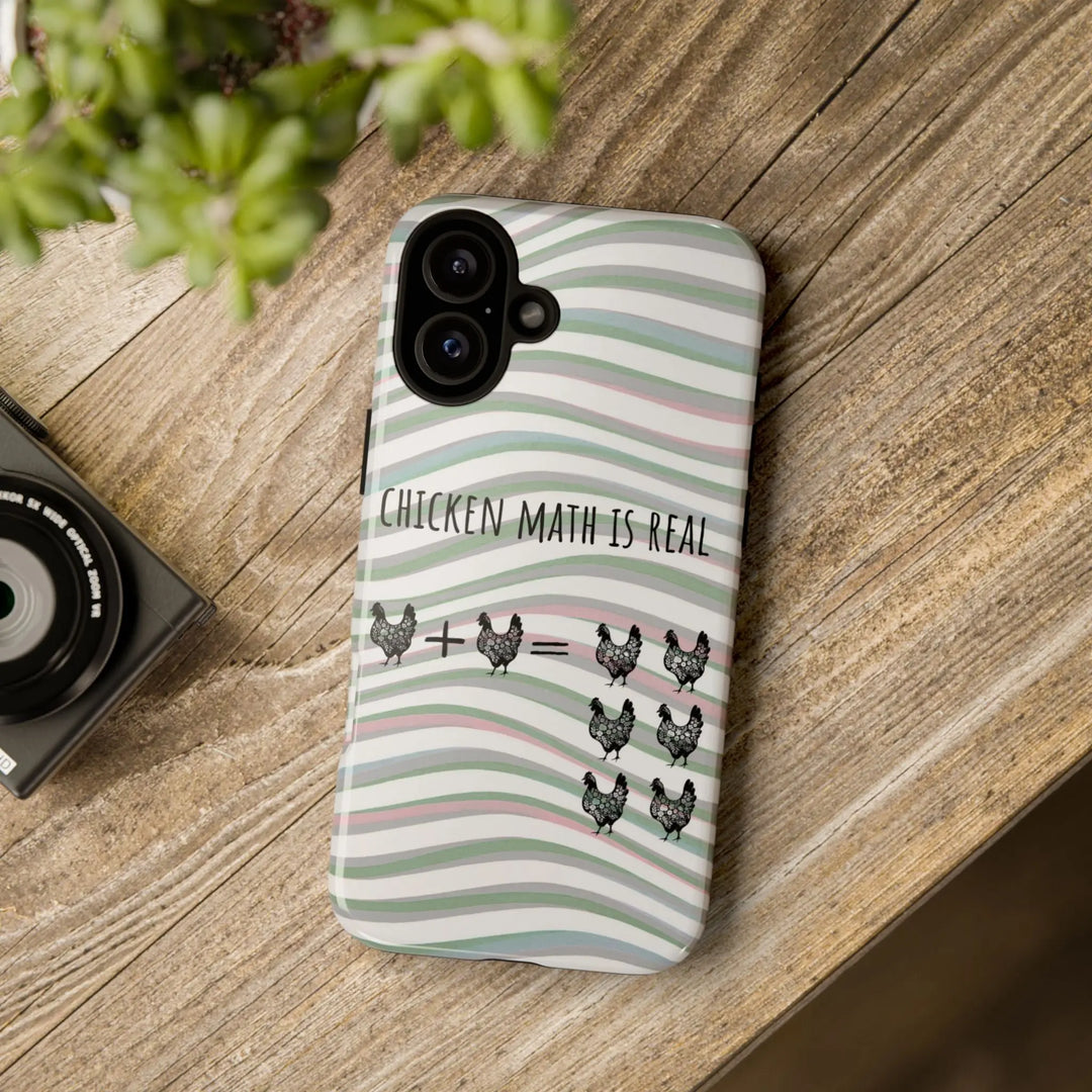 Chicken Math Is Real – Funny Striped Chicken Phone Case - Serene Crafts Hub
