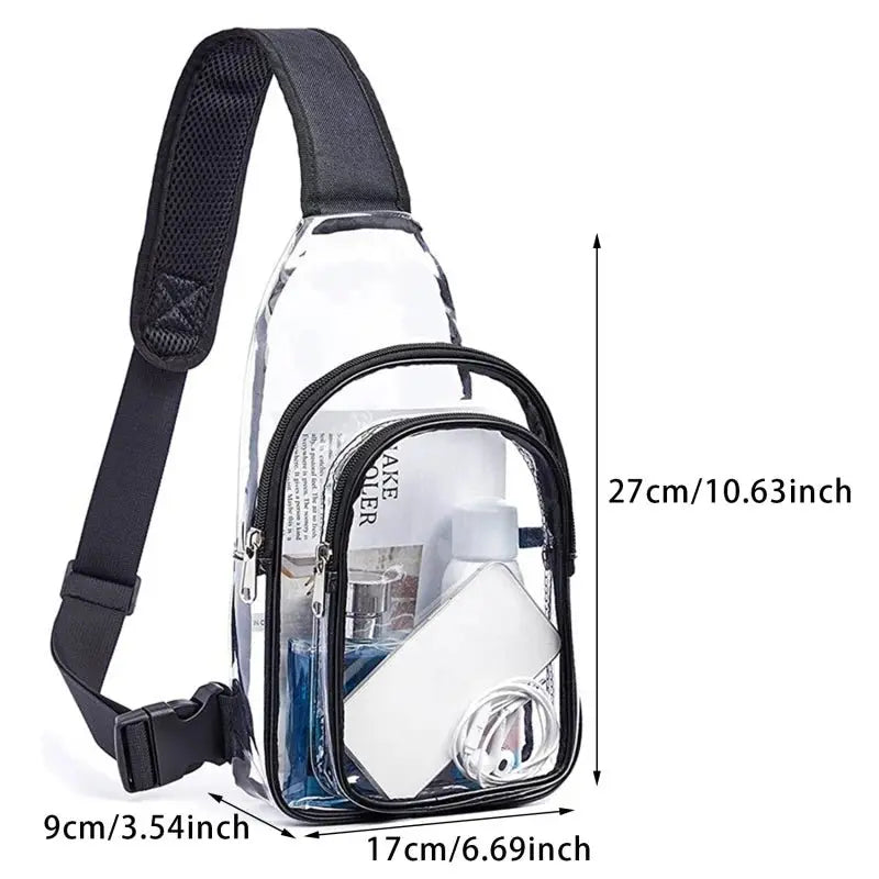 Clear Sling Backpack – Transparent Crossbody Bag for Stadiums, Travel & Daily Essentials - Serene Crafts Hub