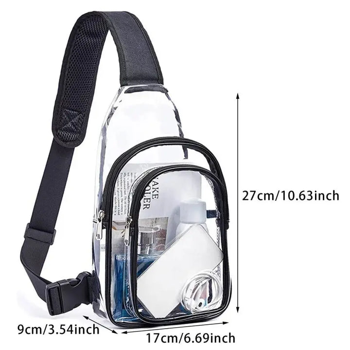 Clear Sling Backpack – Transparent Crossbody Bag for Stadiums, Travel & Daily Essentials - Serene Crafts Hub