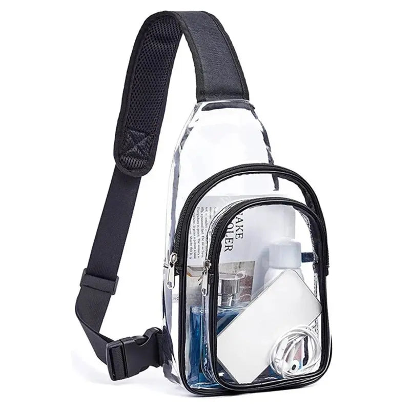 Clear Sling Backpack – Transparent Crossbody Bag for Stadiums, Travel & Daily Essentials - Serene Crafts Hub