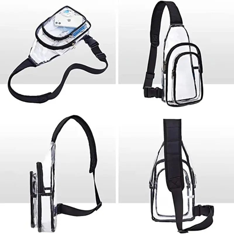 Clear Sling Backpack – Transparent Crossbody Bag for Stadiums, Travel & Daily Essentials - Serene Crafts Hub