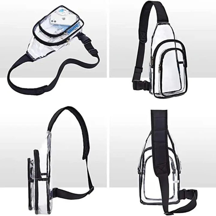 Clear Sling Backpack – Transparent Crossbody Bag for Stadiums, Travel & Daily Essentials - Serene Crafts Hub