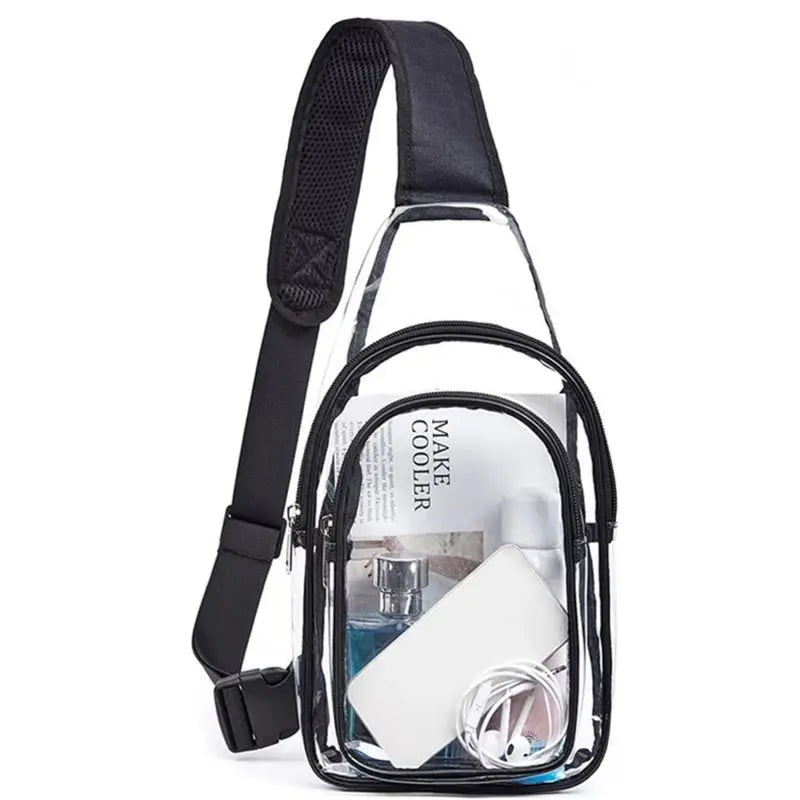Clear Sling Backpack – Transparent Crossbody Bag for Stadiums, Travel & Daily Essentials - Serene Crafts Hub