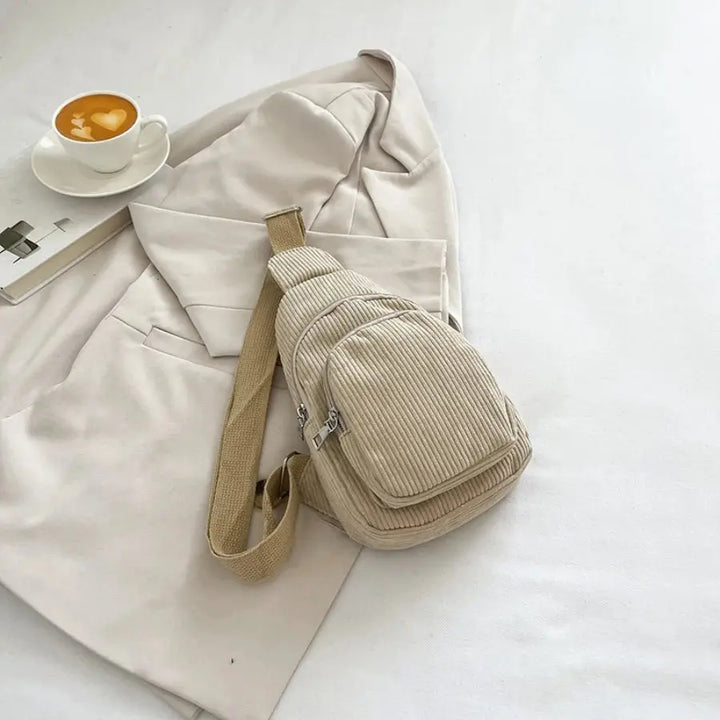 Corduroy Sling Backpack – Small Crossbody Bag for Travel, Sport & Everyday Wear - Serene Crafts Hub