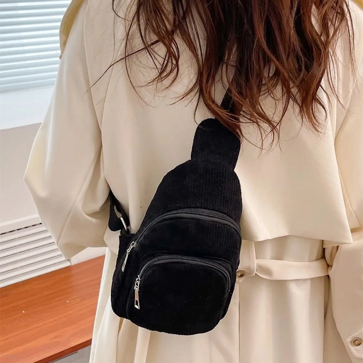 Corduroy Sling Backpack – Small Crossbody Bag for Travel, Sport & Everyday Wear - Serene Crafts Hub