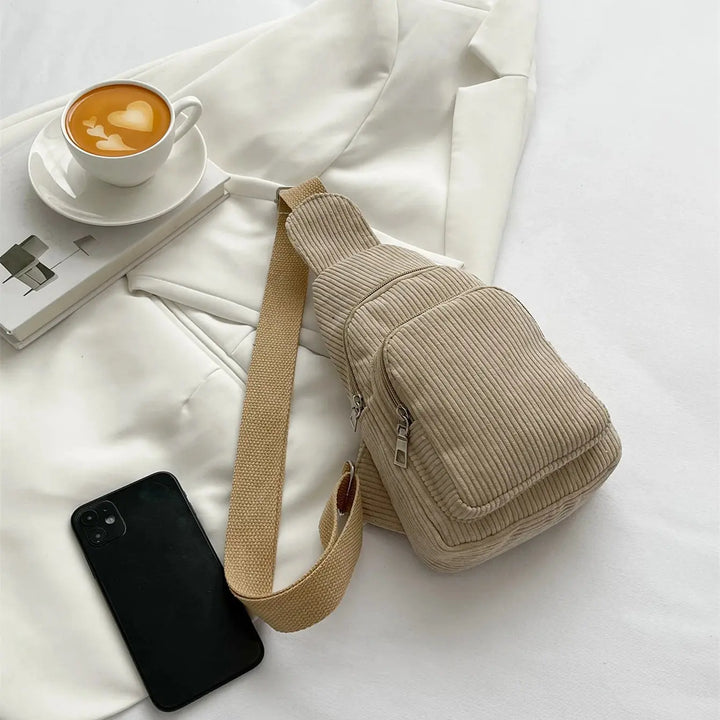 Corduroy Sling Backpack – Small Crossbody Bag for Travel, Sport & Everyday Wear - Serene Crafts Hub
