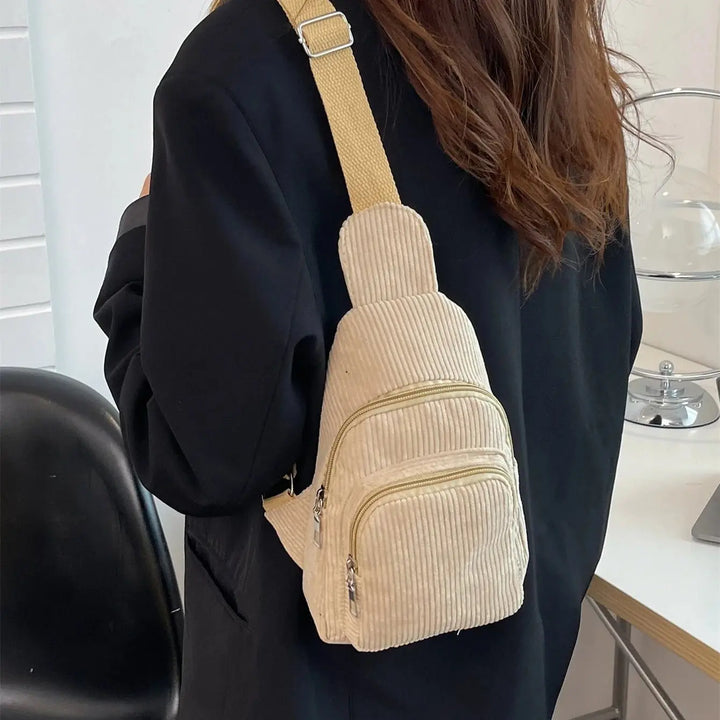 Corduroy Sling Backpack – Small Crossbody Bag for Travel, Sport & Everyday Wear - Serene Crafts Hub
