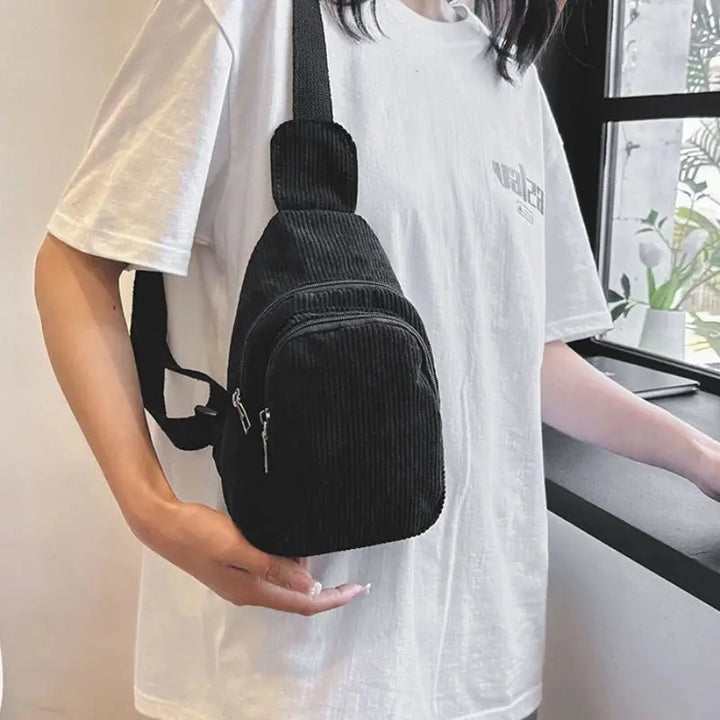 Corduroy Sling Backpack – Small Crossbody Bag for Travel, Sport & Everyday Wear - Serene Crafts Hub
