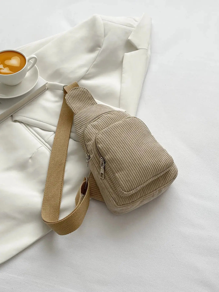 Corduroy Sling Backpack – Small Crossbody Bag for Travel, Sport & Everyday Wear - Serene Crafts Hub