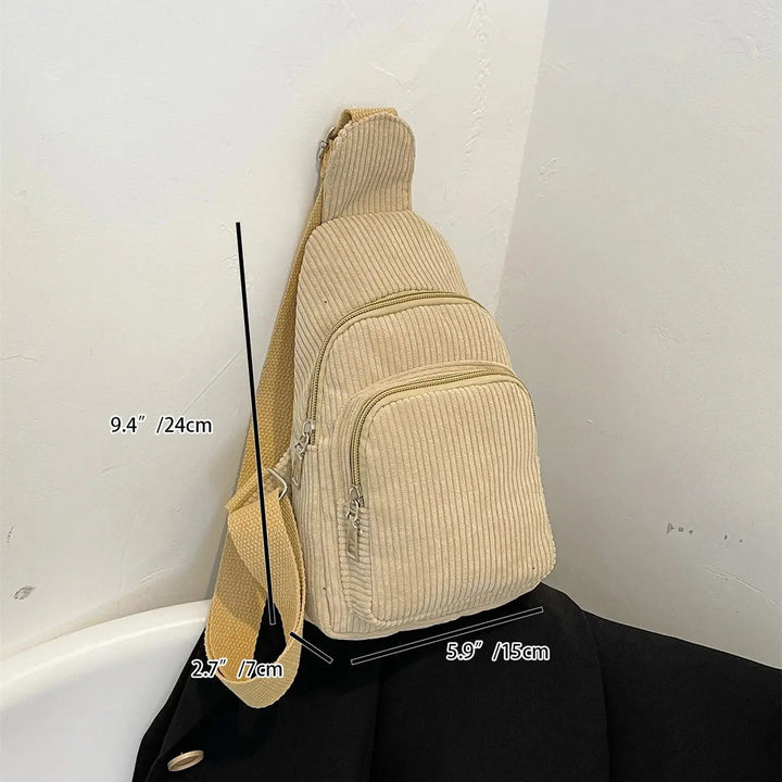 Corduroy Sling Backpack – Small Crossbody Bag for Travel, Sport & Everyday Wear - Serene Crafts Hub