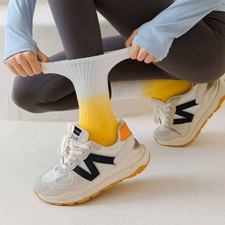 Groovy Grip: Ombre Non - Slip Yoga/Pilates Tube Socks - Serene Crafts Hub