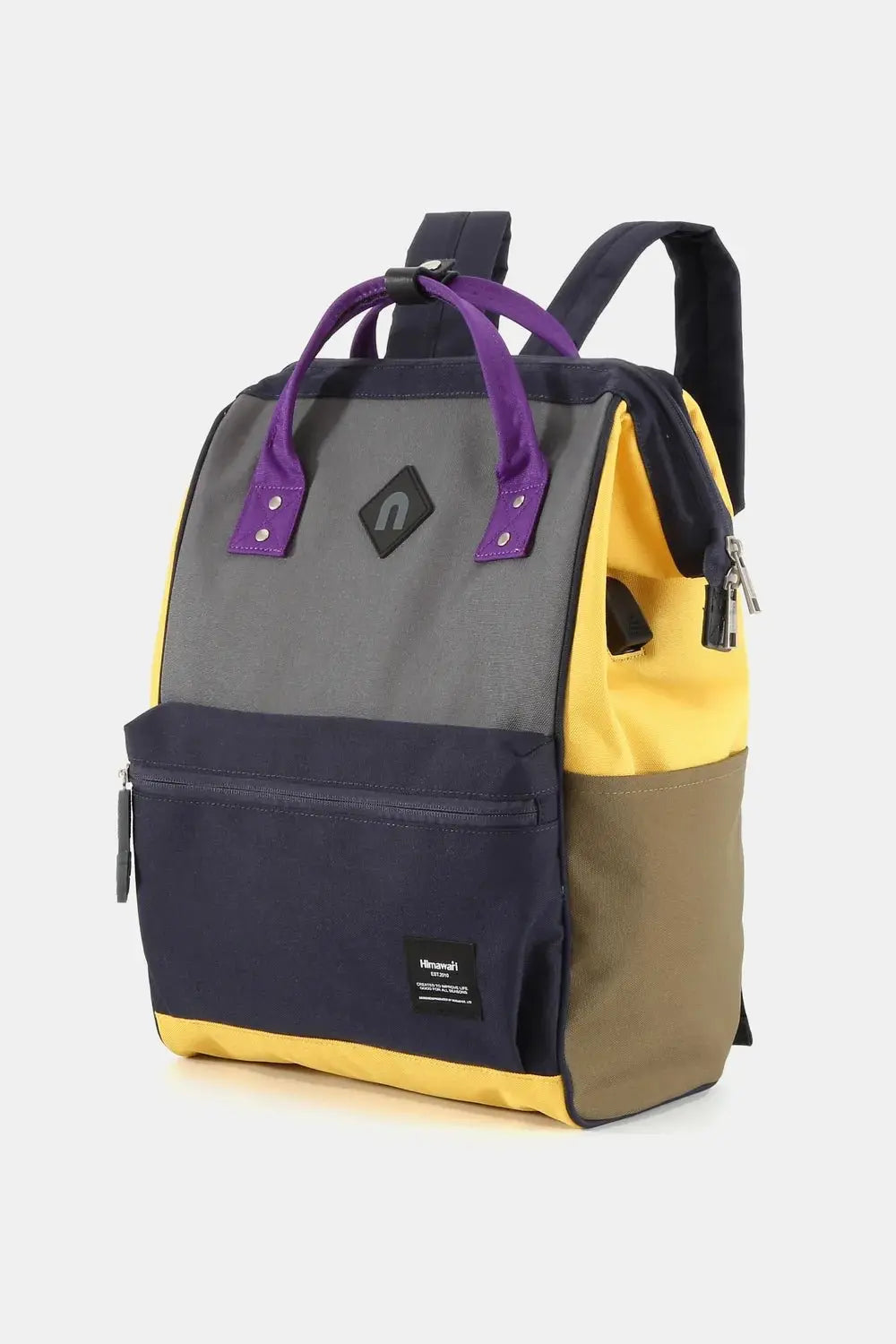 Himawari Contrast Waterproof Backpack Bag with External USB Port - Serene Crafts Hub