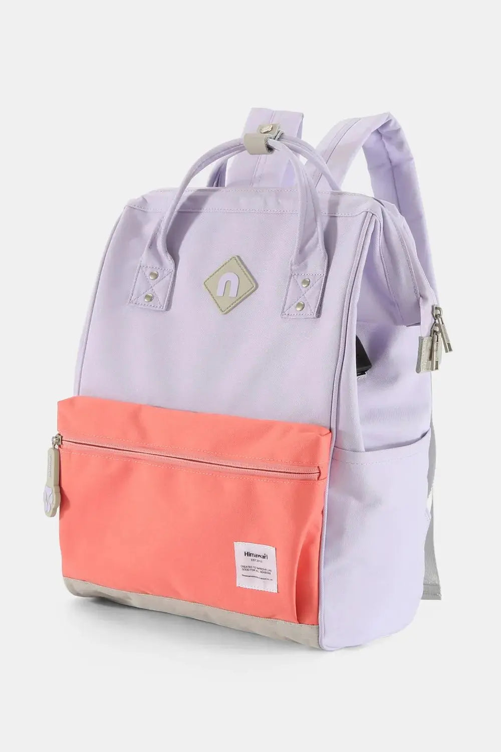 Himawari Contrast Waterproof Backpack Bag with External USB Port - Serene Crafts Hub