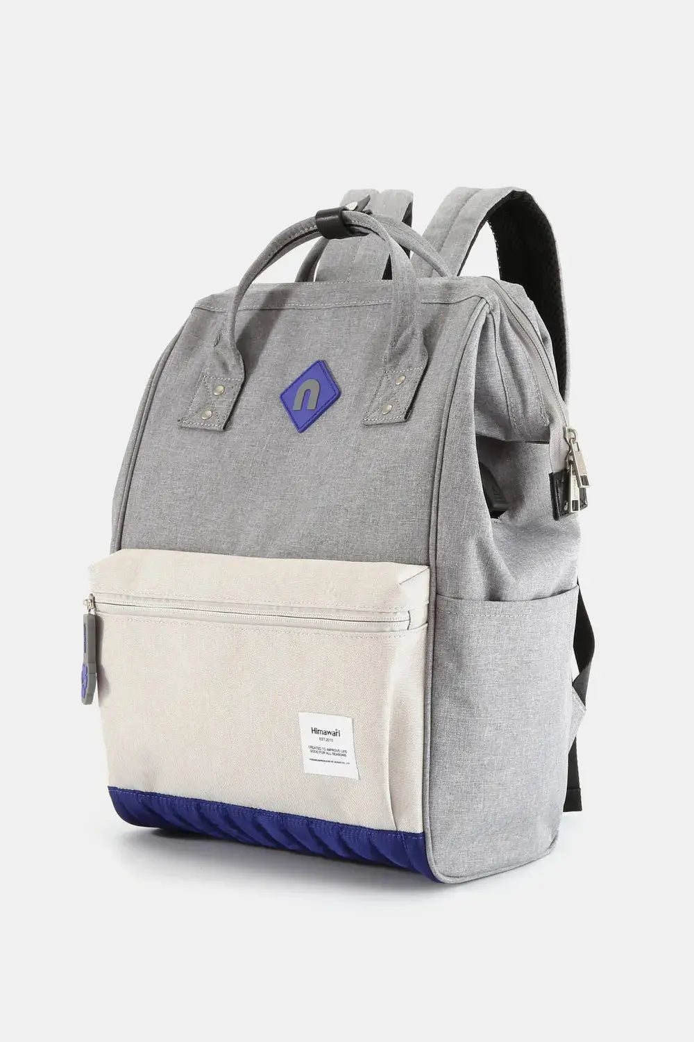 Himawari Contrast Waterproof Backpack Bag with External USB Port - Serene Crafts Hub
