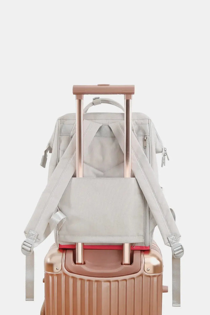 Himawari Contrast Waterproof Backpack Bag with External USB Port - Serene Crafts Hub