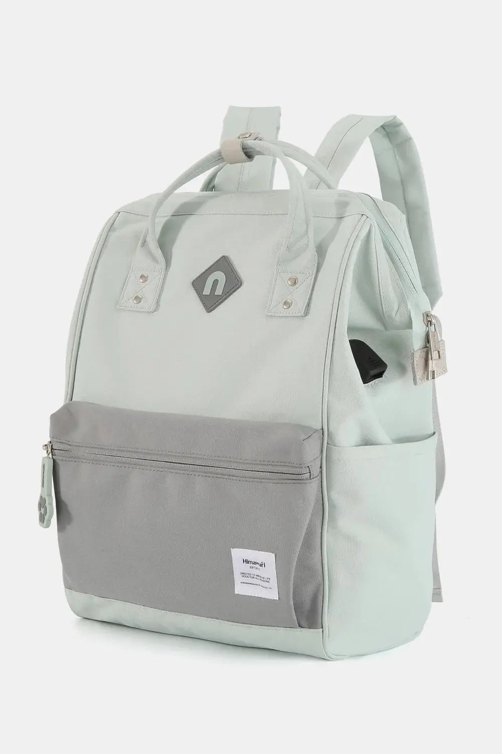 Himawari Contrast Waterproof Backpack Bag with External USB Port - Serene Crafts Hub