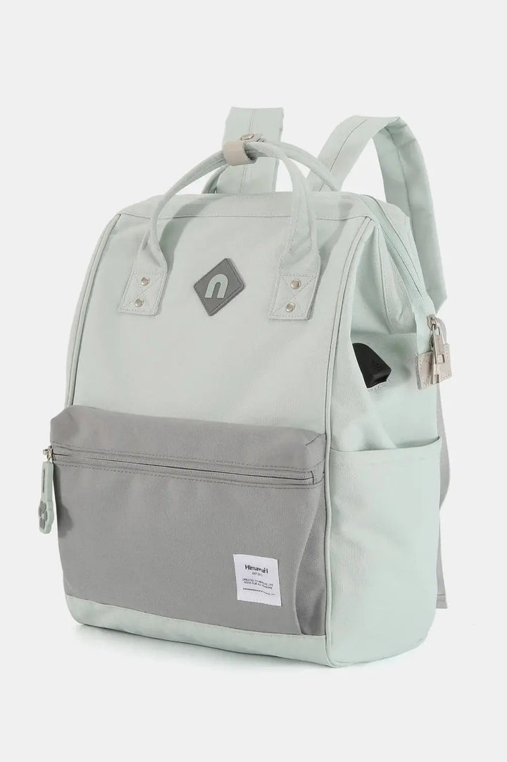 Himawari Contrast Waterproof Backpack Bag with External USB Port - Serene Crafts Hub