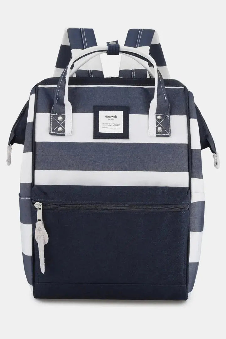 Himawari Striped Waterproof Nylon Backpack Bag with Side Pockets - Serene Crafts Hub