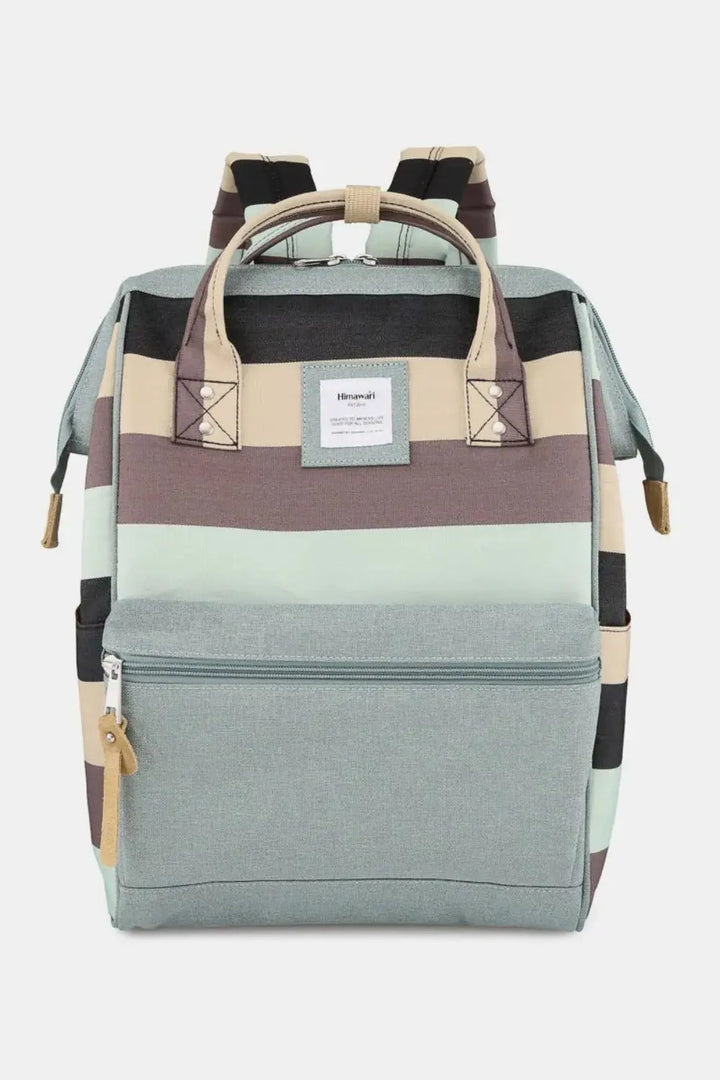 Himawari Striped Waterproof Nylon Backpack Bag with Side Pockets - Serene Crafts Hub
