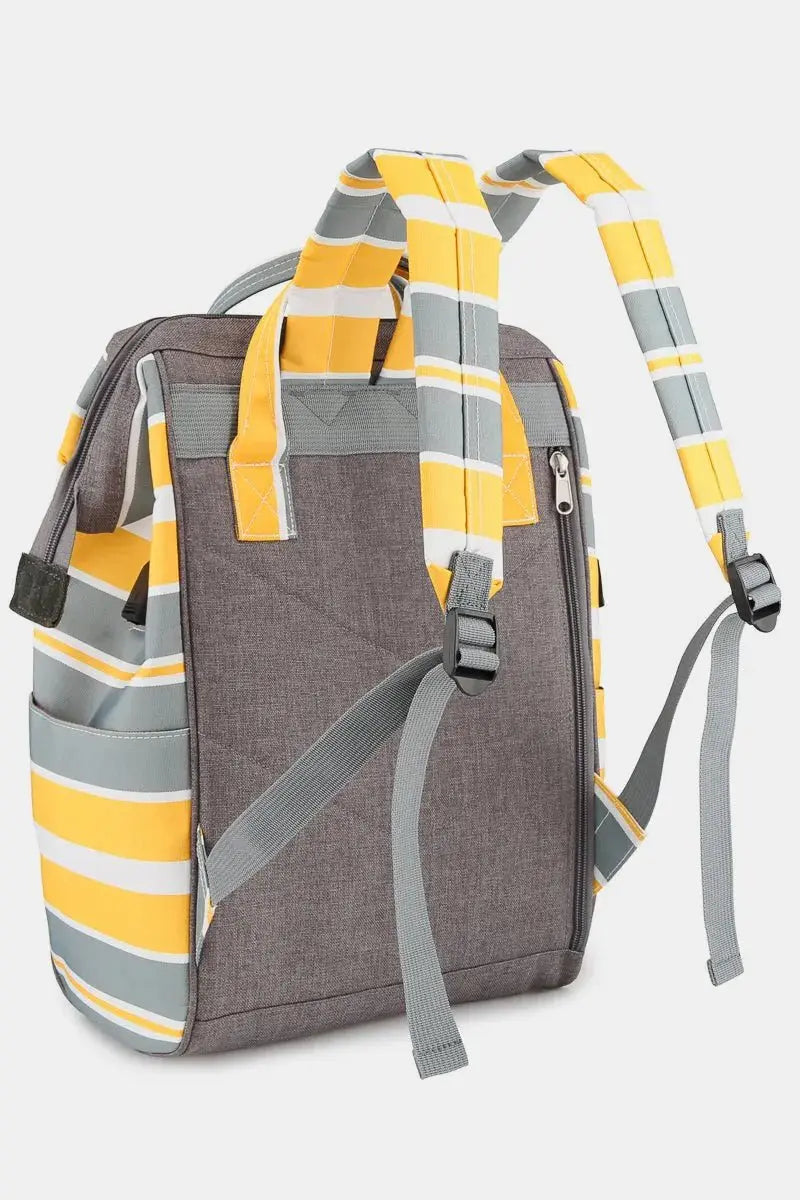 Himawari Striped Waterproof Nylon Backpack Bag with Side Pockets - Serene Crafts Hub