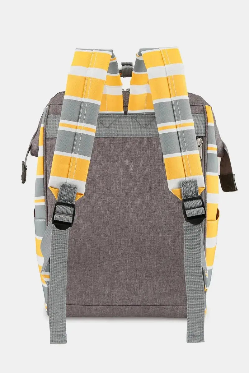 Himawari Striped Waterproof Nylon Backpack Bag with Side Pockets - Serene Crafts Hub