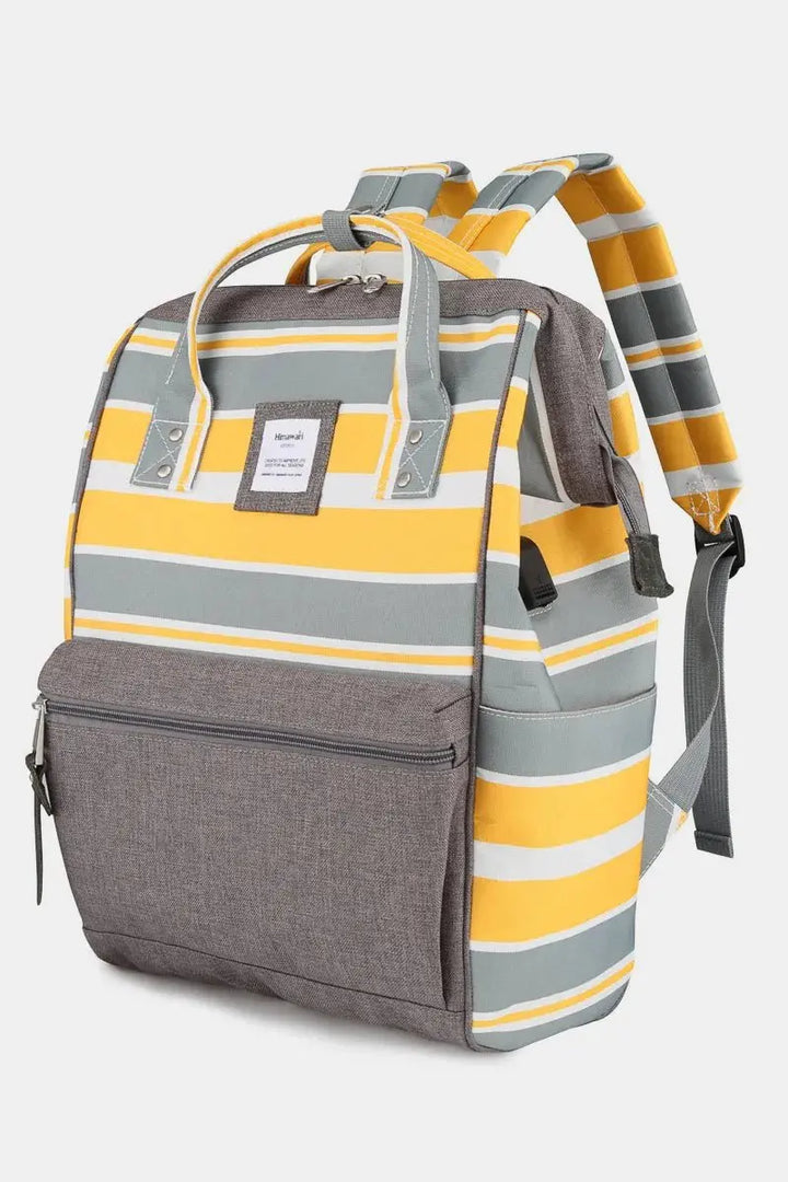 Himawari Striped Waterproof Nylon Backpack Bag with Side Pockets - Serene Crafts Hub