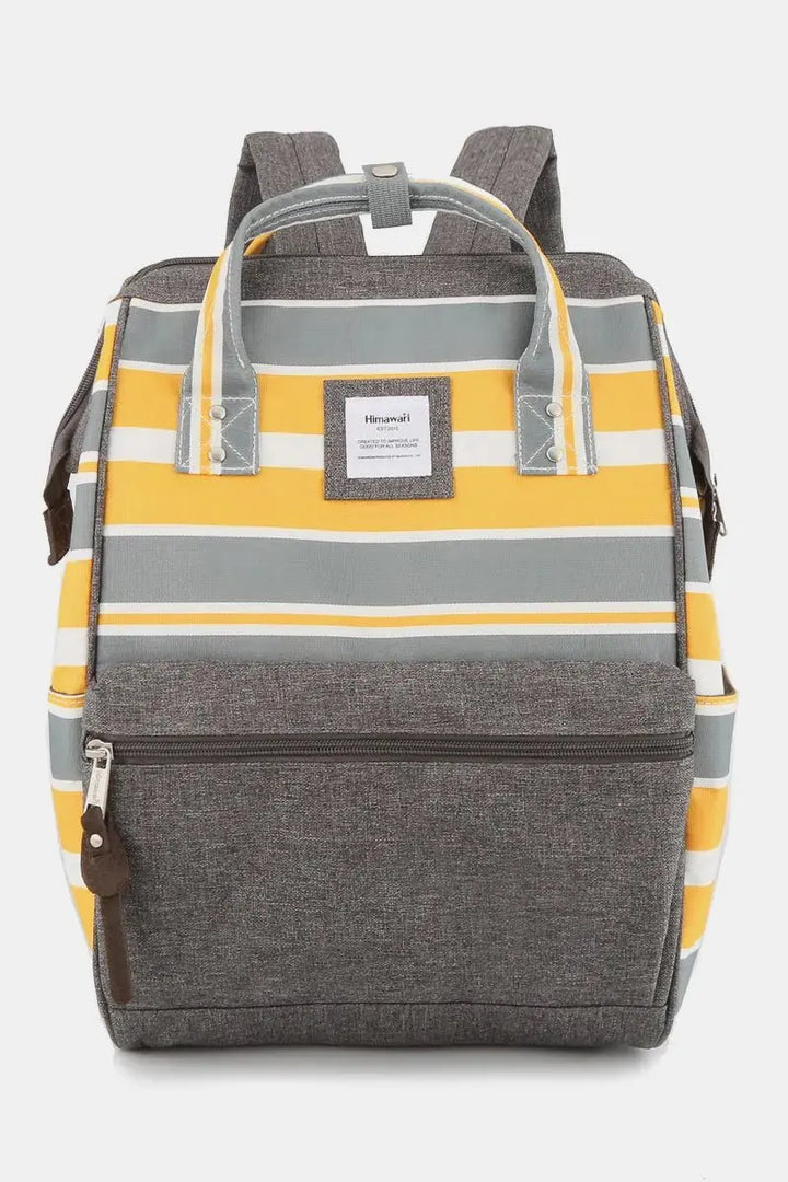 Himawari Striped Waterproof Nylon Backpack Bag with Side Pockets - Serene Crafts Hub