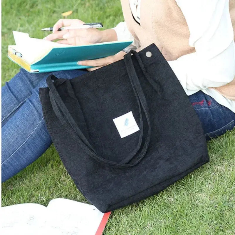 Large Capacity Corduroy Tote Bags for Ladies Simple Striped Handbags for Daily Travel Use Fluffy Tote Bags Gifts for Women Girls - Serene Crafts Hub