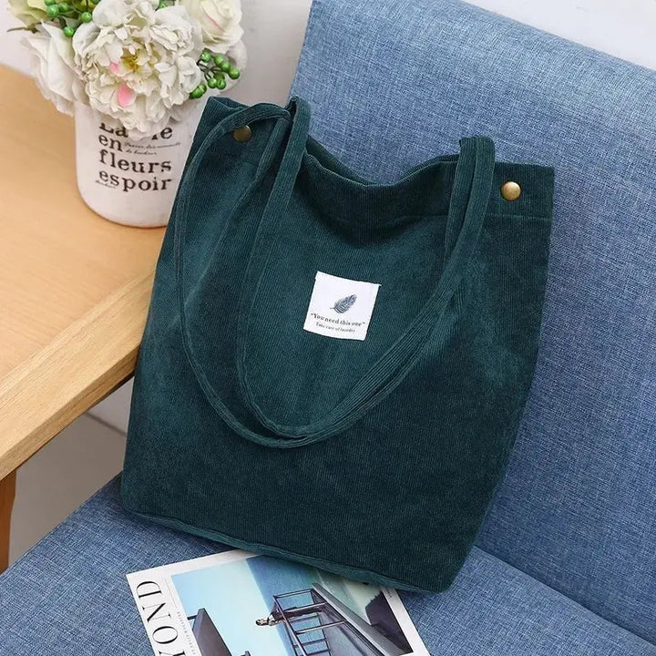 Large Capacity Corduroy Tote Bags for Ladies Simple Striped Handbags for Daily Travel Use Fluffy Tote Bags Gifts for Women Girls - Serene Crafts Hub