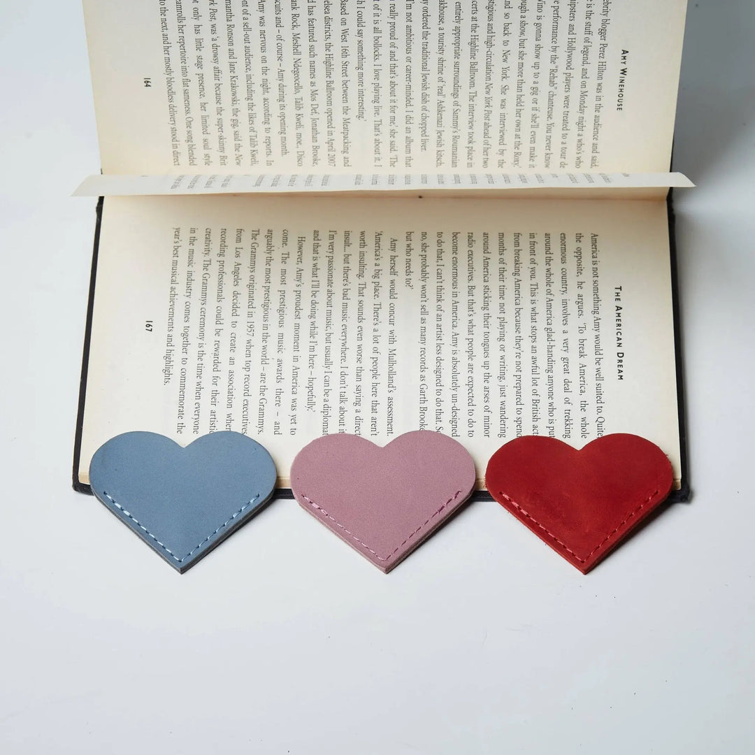 Leather Heart Bookmarks, Cute Bookmarks, Corner Bookmarks - Serene Crafts Hub
