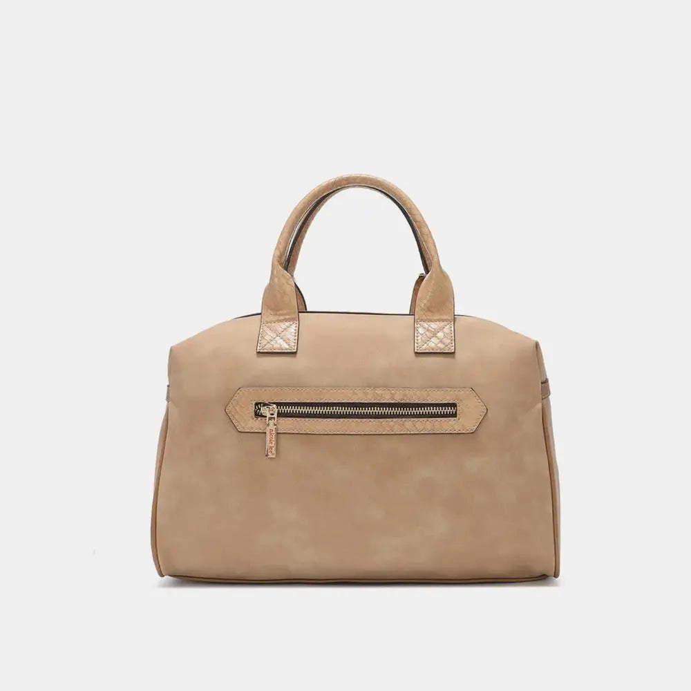Rhinestone Decor Boston Bag, Vegan Leather Handbag - Serene Crafts Hub