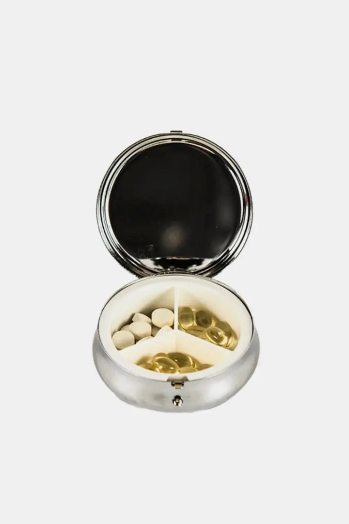 Vintage Print Metallic Circular Large Pill Case - Serene Crafts Hub