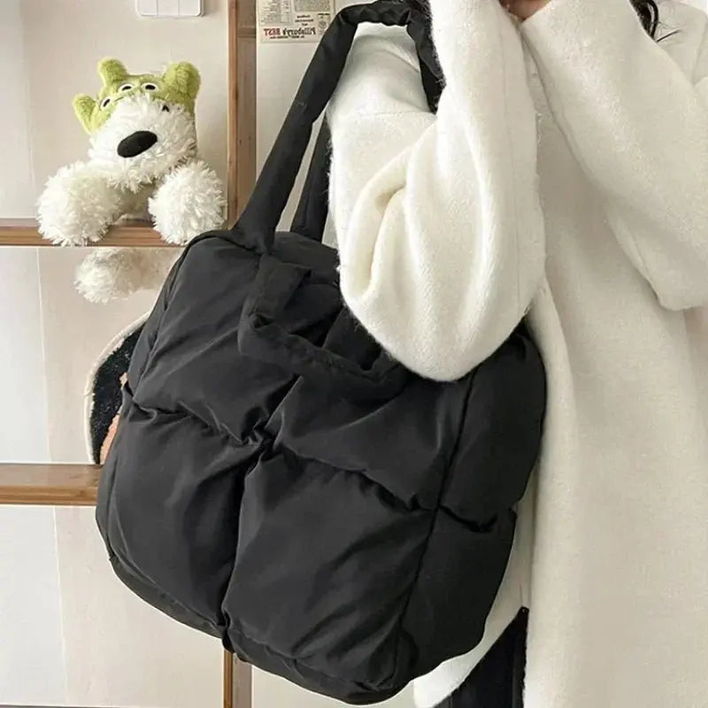 Vintage Soft Checkered Quilted Tote Bag - Serene Crafts Hub