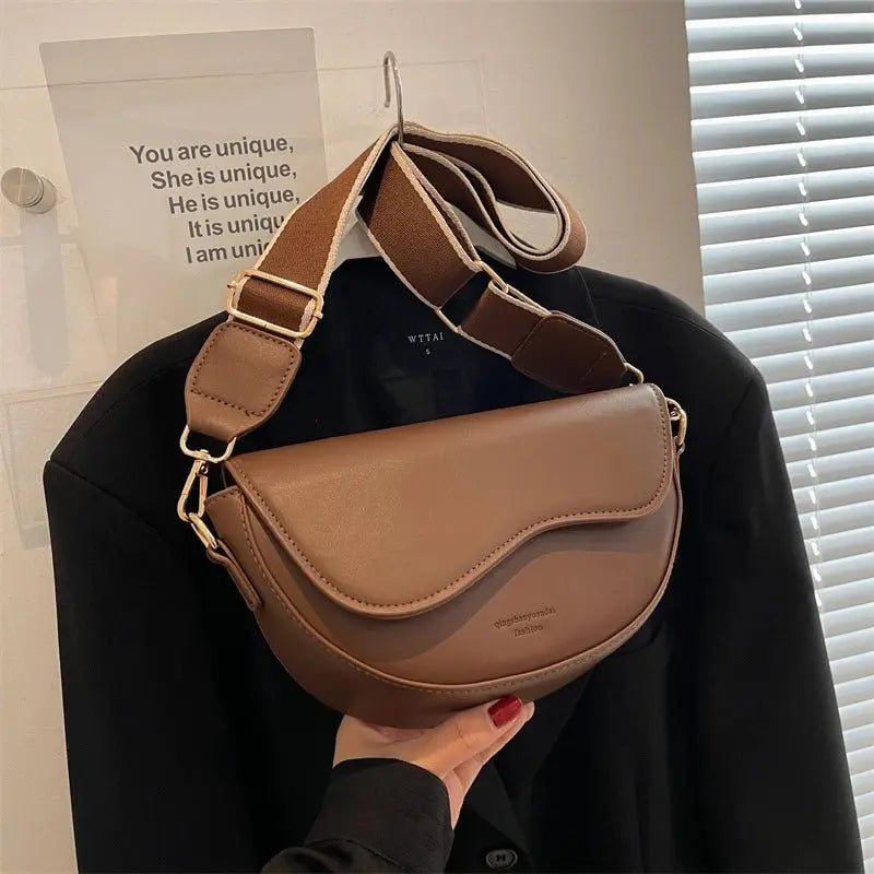 Yogodlns Fashion Small PU Leather Saddle Armpit Bags for Women Vintage Designer Shoulder Crossbody Bag Small Flap Purse Handbags - Serene Crafts Hub