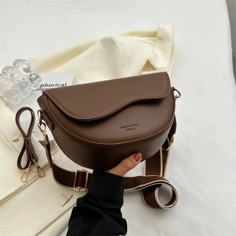 Yogodlns Fashion Small PU Leather Saddle Armpit Bags for Women Vintage Designer Shoulder Crossbody Bag Small Flap Purse Handbags - Serene Crafts Hub