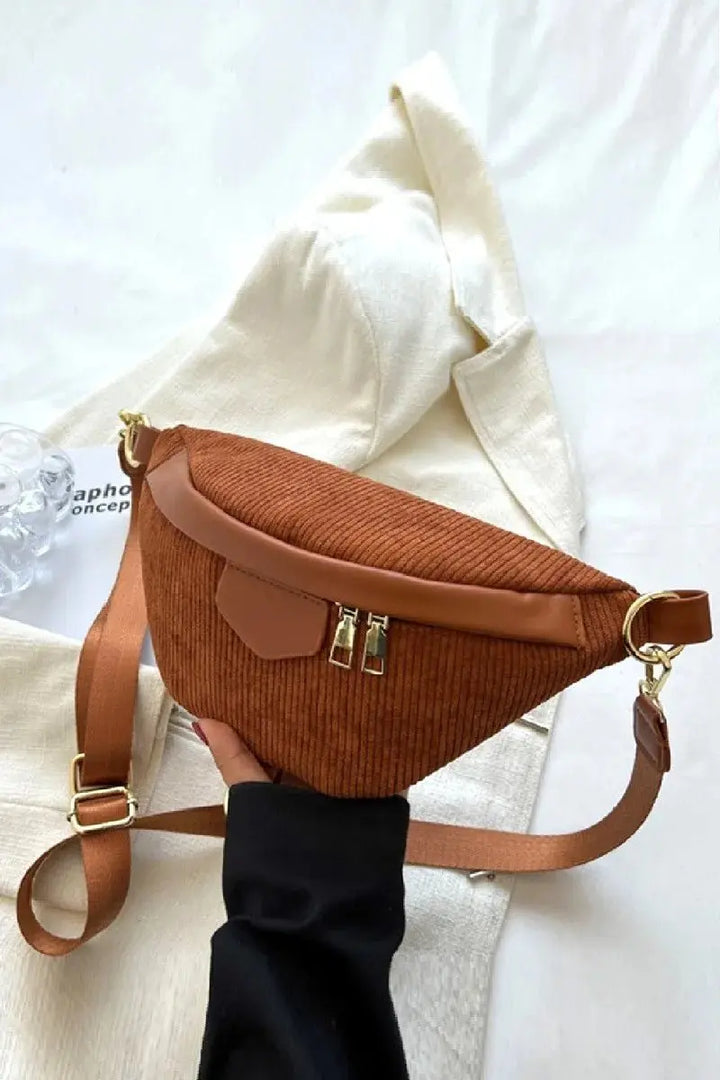 Zenana Corduroy Crossbody Bag with Removable Strap - Serene Crafts Hub
