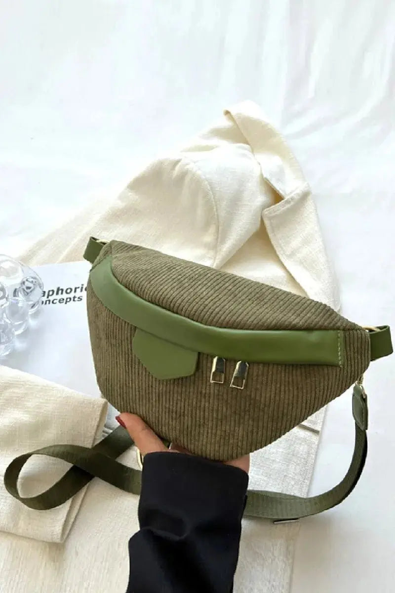 Zenana Corduroy Crossbody Bag with Removable Strap - Serene Crafts Hub