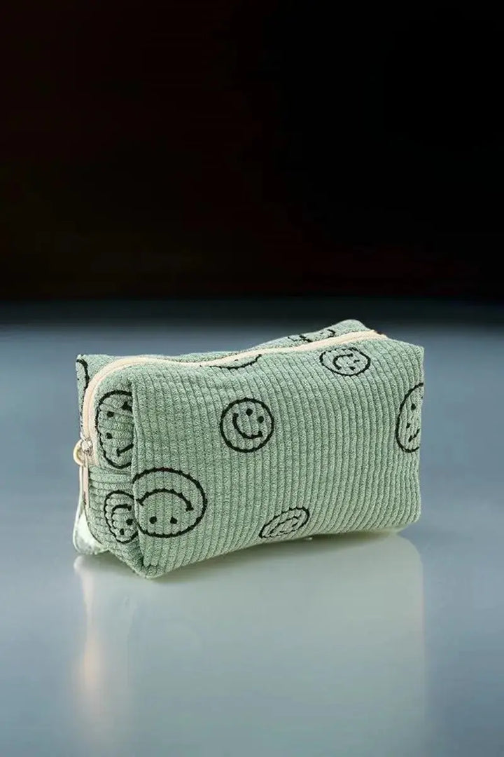 Zenana Smiley Face Corduroy Cosmetic Pouch - Serene Crafts Hub