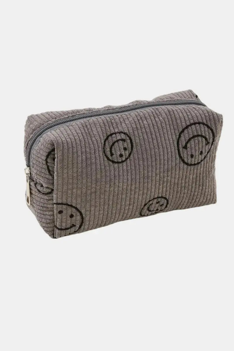 Zenana Smiley Face Corduroy Cosmetic Pouch - Serene Crafts Hub