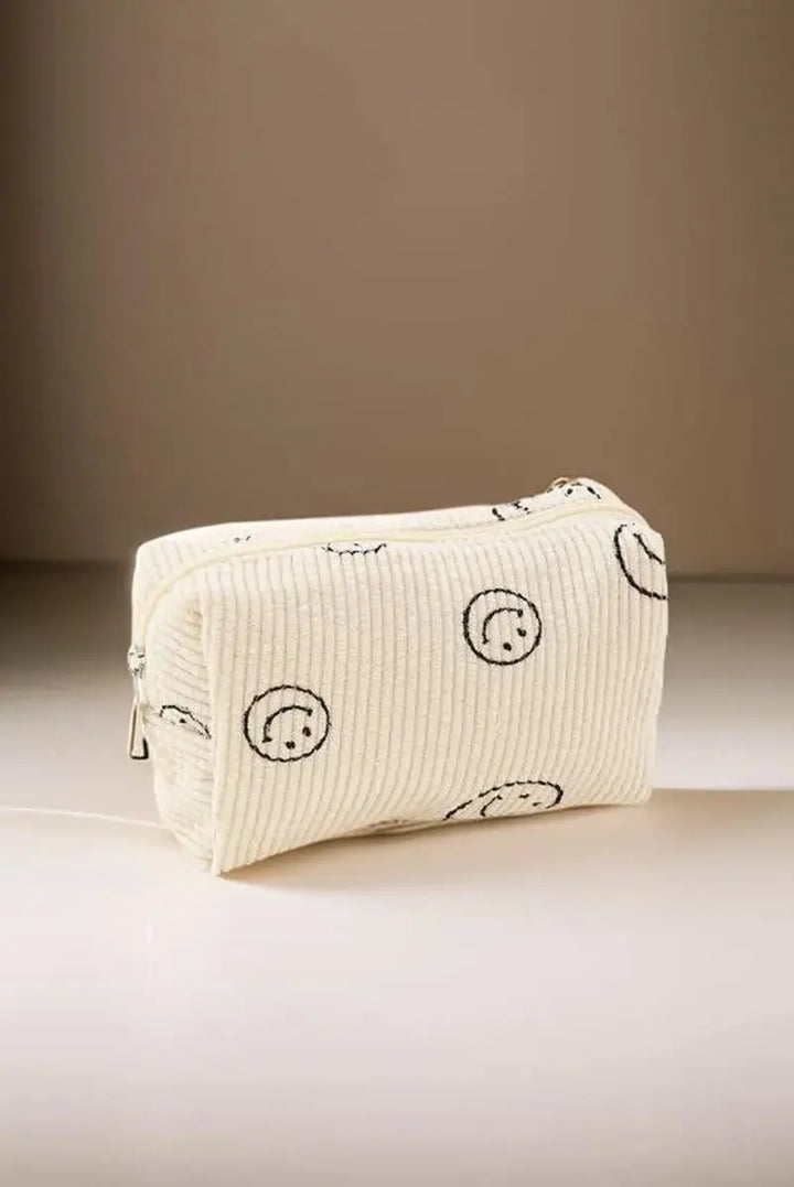 Zenana Smiley Face Corduroy Cosmetic Pouch - Serene Crafts Hub